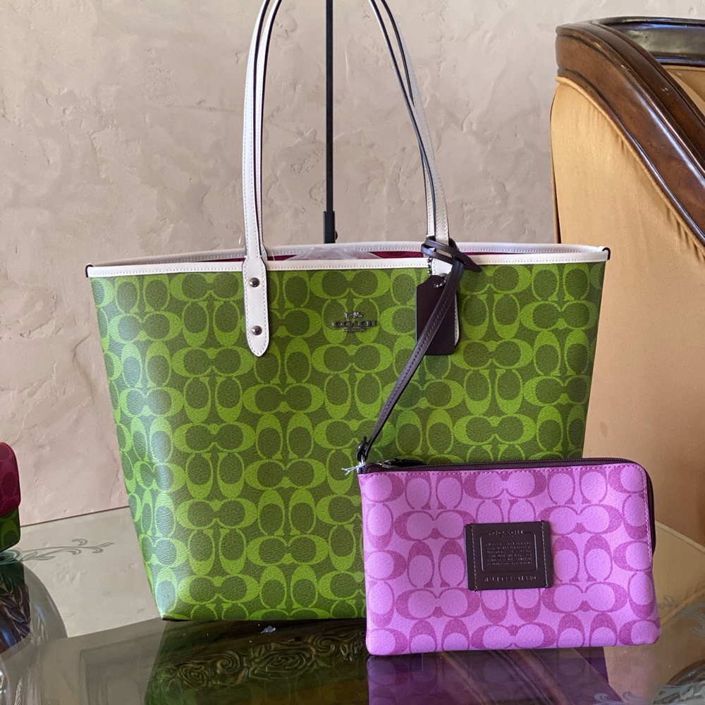 NWT Coach Colorblock Tote&wristlet&wallet - Picture 4 of 16